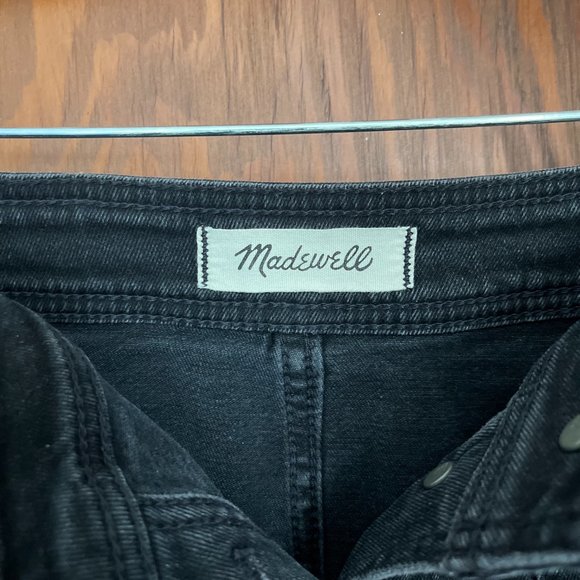 Madewell A-Line Stretch Denim Mini Skirt: Patch Pocket Edition, Black Frost, 4 - Picture 4 of 5